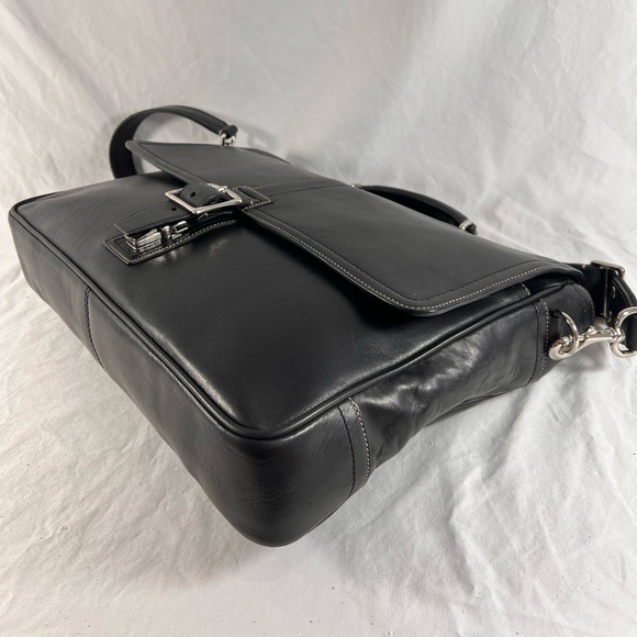 COACH Black Leather Briefcase Messenger Bag - Picture 6 of 16